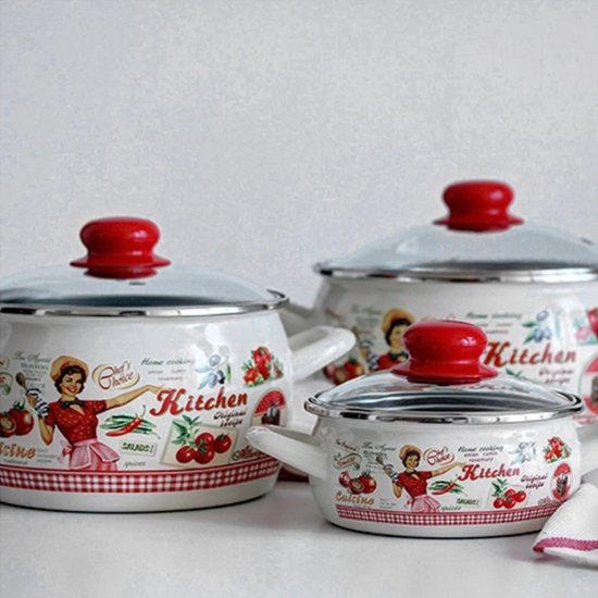 Cratita emailata METALAC Kitchen, cu capac din sticla, 16 cm, 2.2 l, 2 image