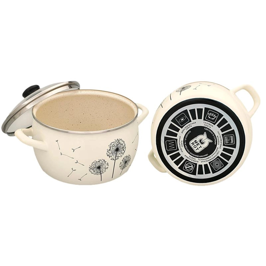 Cratita emailata METALAC Papadie, cu capac din sticla, 16 cm, 2.4 l, 2 image