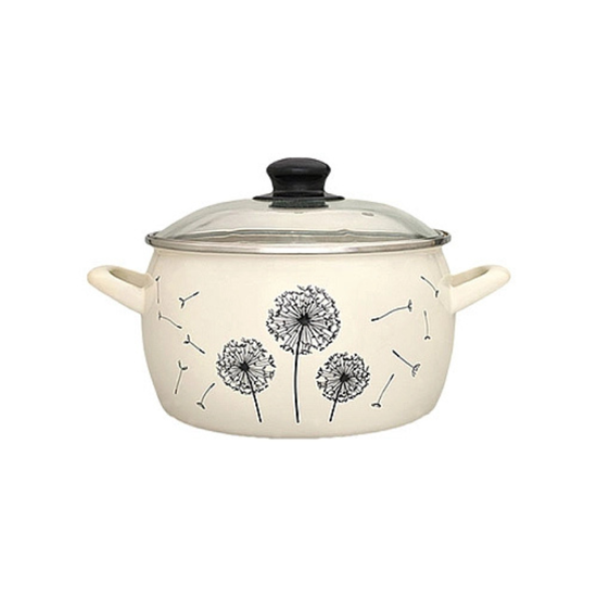 Cratita emailata METALAC Papadie, cu capac din sticla, 22 cm, 5.7 l