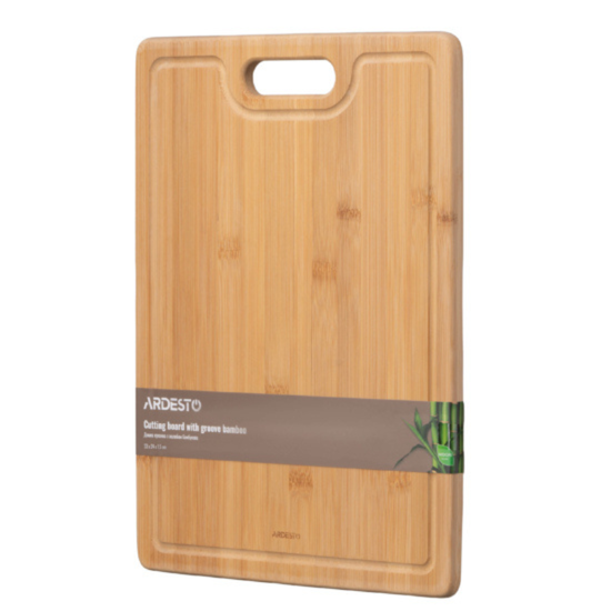 Placa de bucatarie ARDESTO Midori, cu canelura, din bambus, 33*24*1,5 cm, 3 image