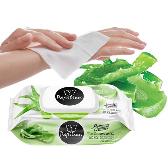 Servetele umede PAPILION, Aloe Vera, cu capac, 100 buc