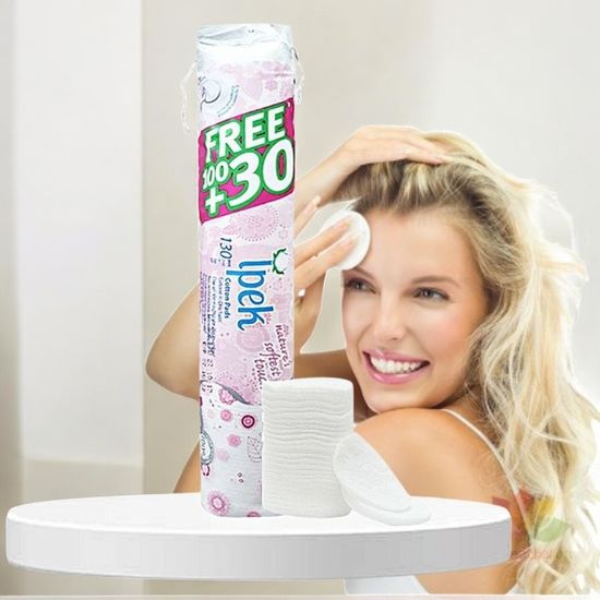 Discuri din bumbac cosmetice IPEK, +30 buc, 100 buc