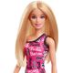 Papusa Barbie MATTEL Fashion, cu parul blond si rochie roz culogo-ul Barbie imprimat, 4 image