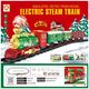 Set tren retro christmas verde-rosu cu cale ferata si 3 vagoane, sunete, lumini, efect fum, ZJA334978, 2 image