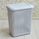 Cos pentru rufe ECONOVA, cu capac, gri deschis, 30 l, 37x26x46.5 cm, 3 image
